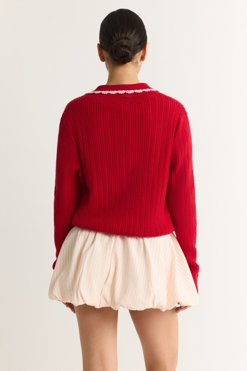 Кардиган из 100% хлопка TOPTOP, цвет: красный с принтом, TT.051.18987.321 купить онлайн