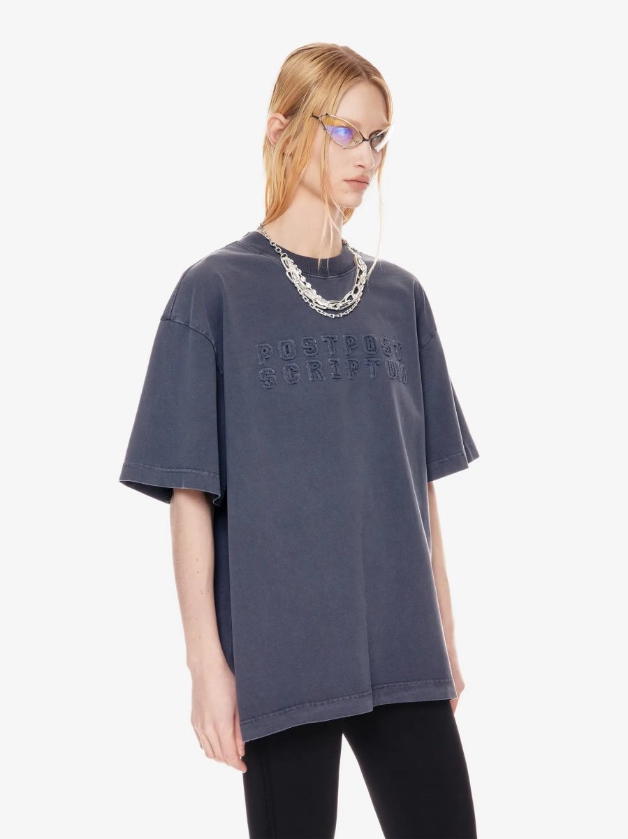 Футболка оверсайз с логотипом POST POST SCRIPTUM, цвет: серый, 1145.11.00.GRY купить онлайн