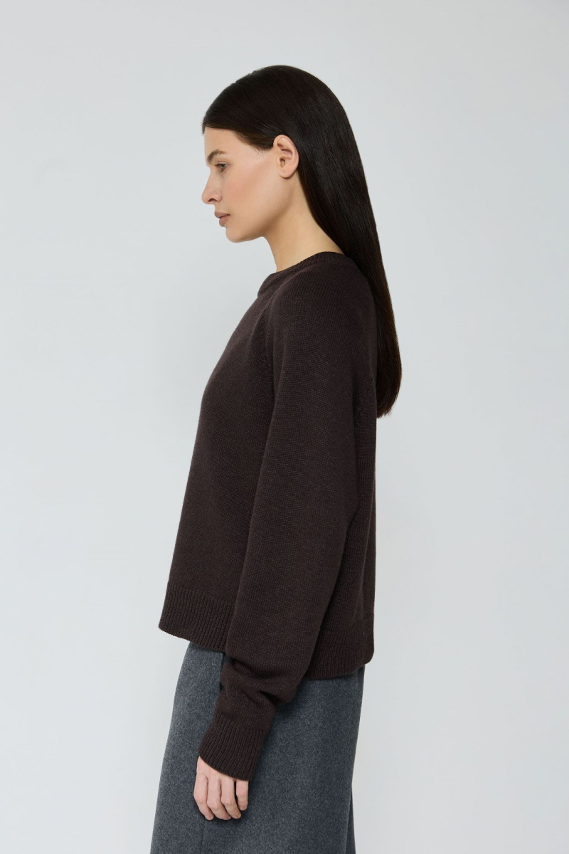 Джемпер кроп из смесового кашемира AROUND, цвет: темно-коричневый, 2111_84C24 купить онлайн