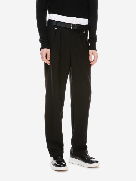 Брюки прямого кроя с двойным поясом p.p.s., цвет: Черный, P_260черный купить онлайн