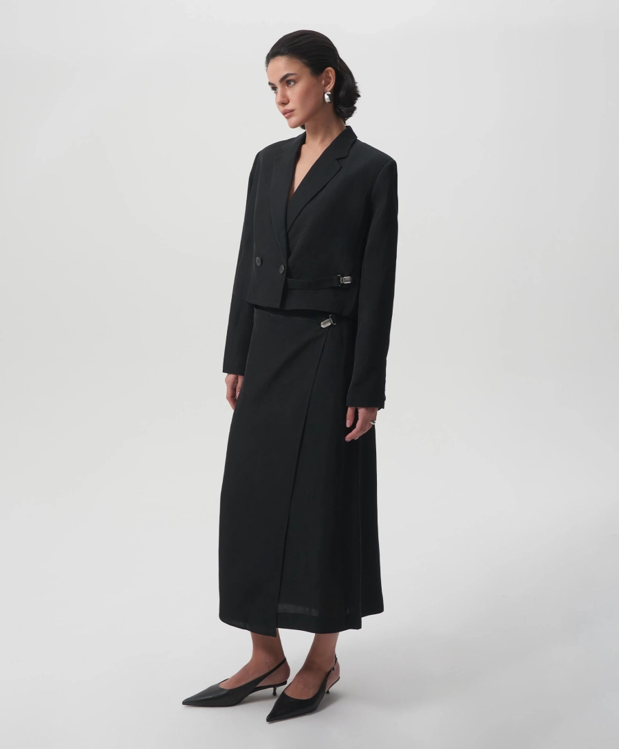 Юбка средней посадки с асимметричным дизайном GLVR, цвет: Черный,  купить онлайн