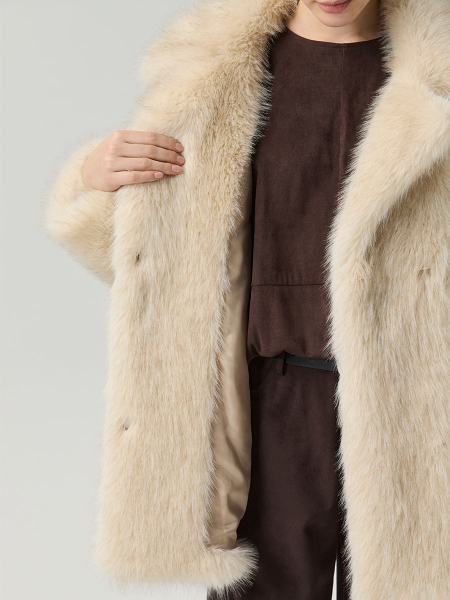 Экошуба оверсайз с английским воротником под песца Only me, цвет: молочный с темными кончиками, ЭШ3514 купить онлайн