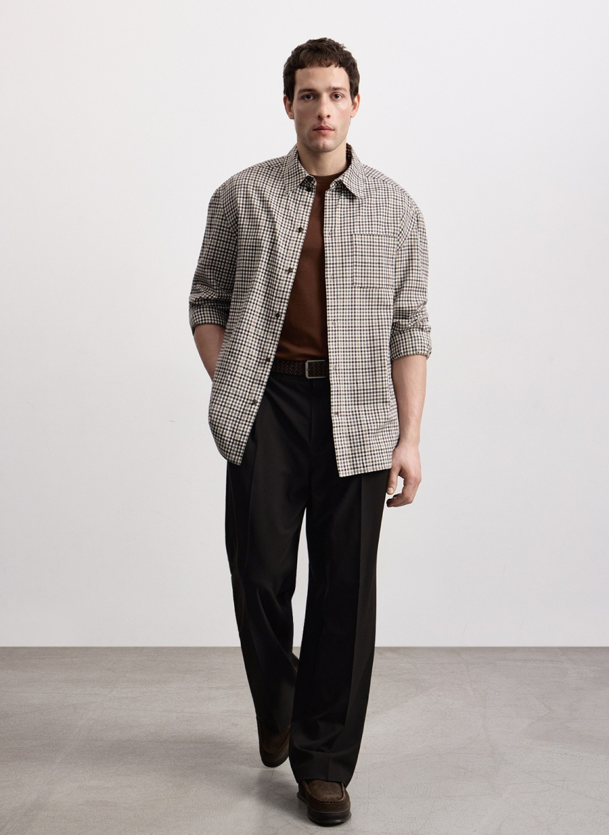 Рубашка в клетку из плотного мягкого хлопка ALL WE NEED, цвет: серый, 2603M1389-03 купить онлайн