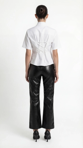 Капри клеш из экокожи Shtripling, цвет: Черный, SHPNT011BLK купить онлайн