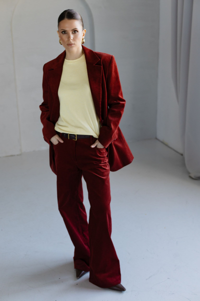 Жакет из вельвета приталенный VLVT, цвет: терракотовый, 00-00005352 купить онлайн