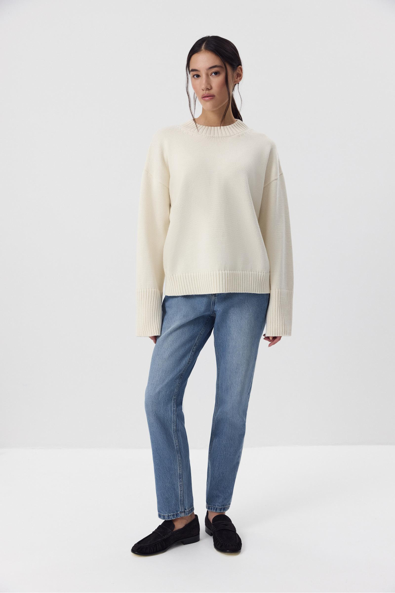 Джемпер из мериносовой шерсти с круглым вырезом Charmstore, цвет: ванильный, 303-44798-113 купить онлайн