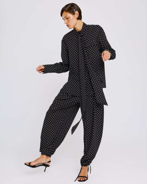 Брюки-шаровары в горох Anmuse, цвет: Черный, TR26SP306-BLC купить онлайн