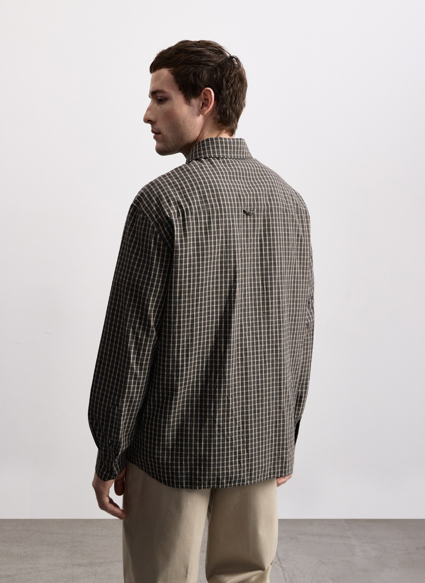 Рубашка в клетку из плотного мягкого хлопка ALL WE NEED, цвет: серо-коричневый, 2603M1389-53 купить онлайн