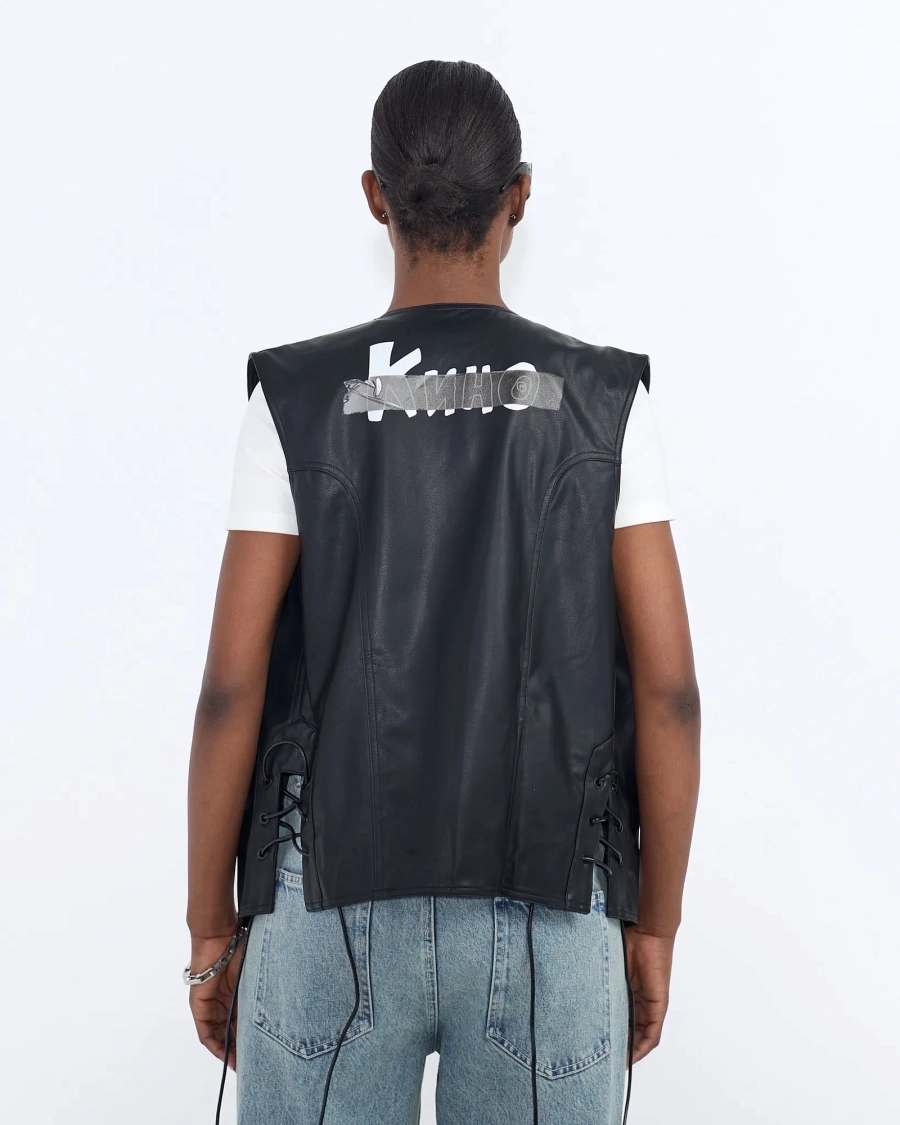 Безрукавка KINO POCKET VEST ECO LEATHER BLACK ASIA ST 71, цвет: Черный, Ast71.kino-pocket-vest-leather купить онлайн