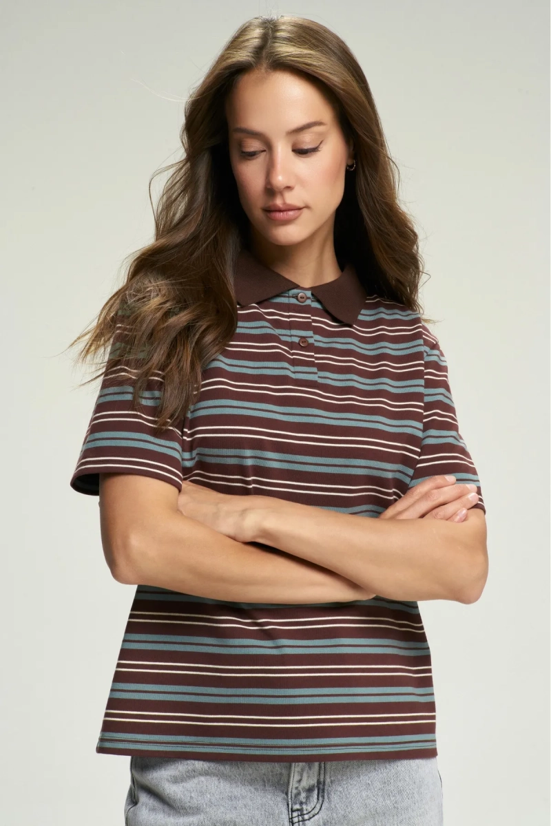 Поло в полоску Brown Erist store, цвет: коричневый, НФ-00002677 купить онлайн