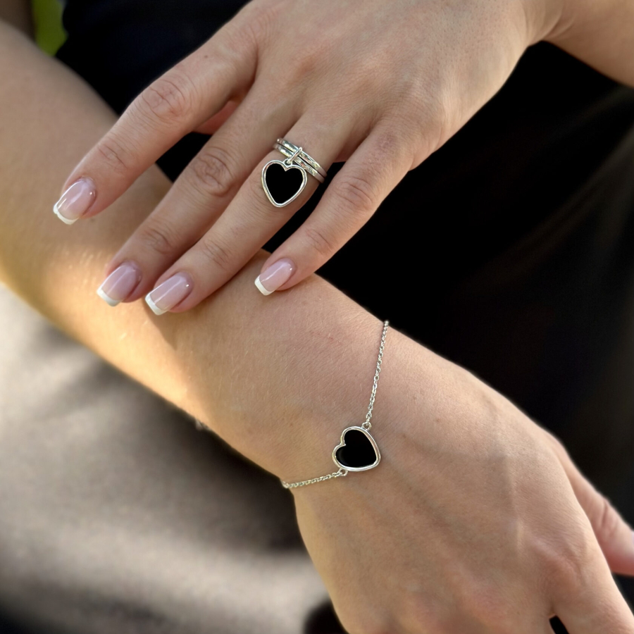 Браслет Сердце с ониксом The Reason, цвет: серебро, брс серд онк - 107 купить онлайн