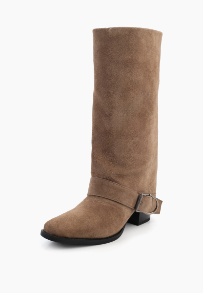 Сапоги на каблуке из натуральной замши SBALO, цвет: бежевый SHT82-1 купить онлайн