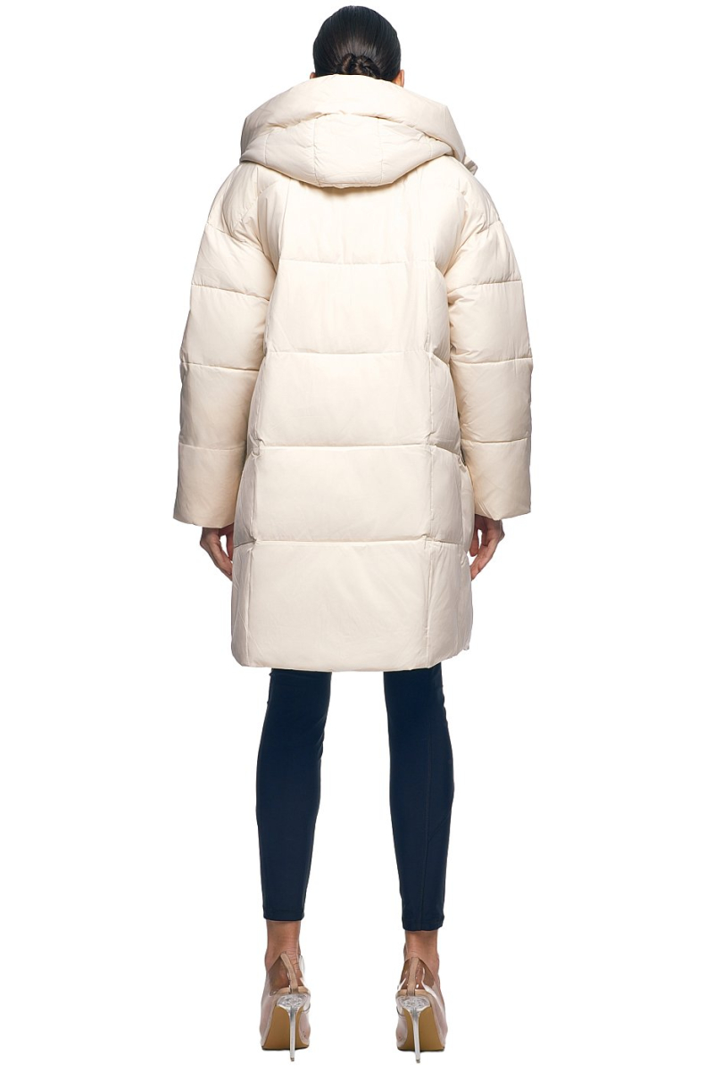 Пуховик удлинённый с капюшоном SODAMODA, цвет: бежевый, 15911 купить онлайн