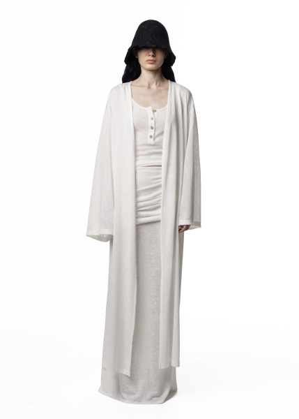 Кардиган макси с поясом из вискозы ASYA SEMYONOVA, цвет: WHITE,  купить онлайн