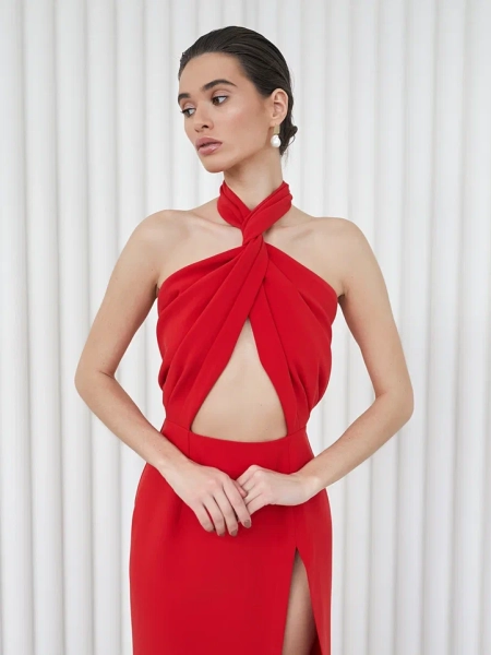 Платье макси с высоким разрезом I.B.W., цвет: красный, ED048 купить онлайн