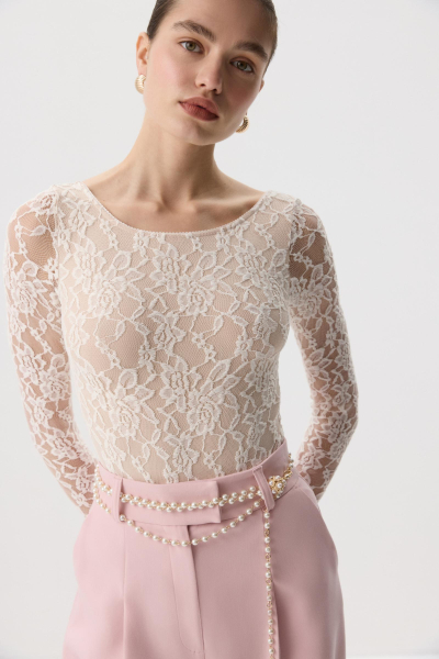 Боди из эластичного кружева с длинным рукавом Charmstore, цвет: молочный, 218-474112-111 купить онлайн