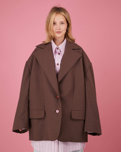 Пиджак макси шоколадный