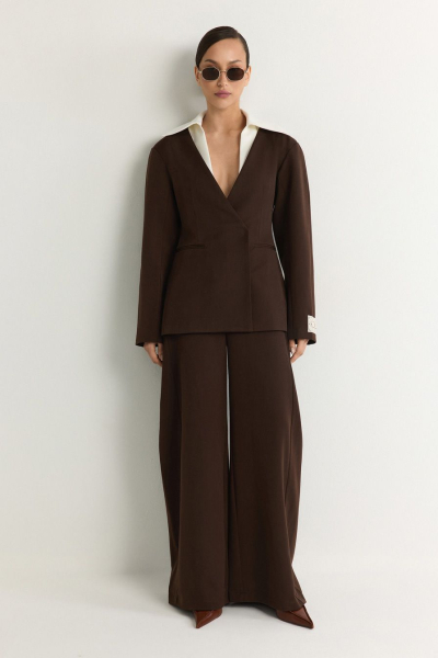 Жакет с контрастным воротником TOPTOP, цвет: коричневый, TT.060.19435.700 купить онлайн