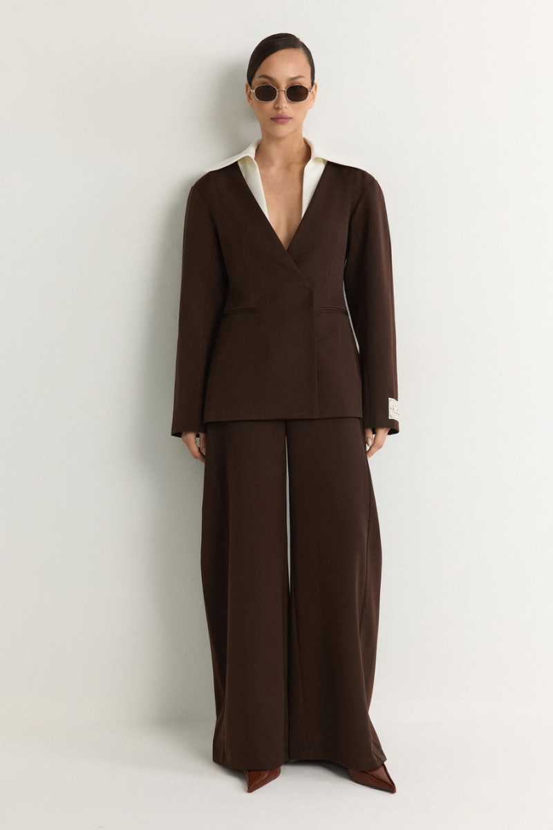 Жакет с контрастным воротником TOPTOP, цвет: коричневый, TT.060.19435.700 купить онлайн