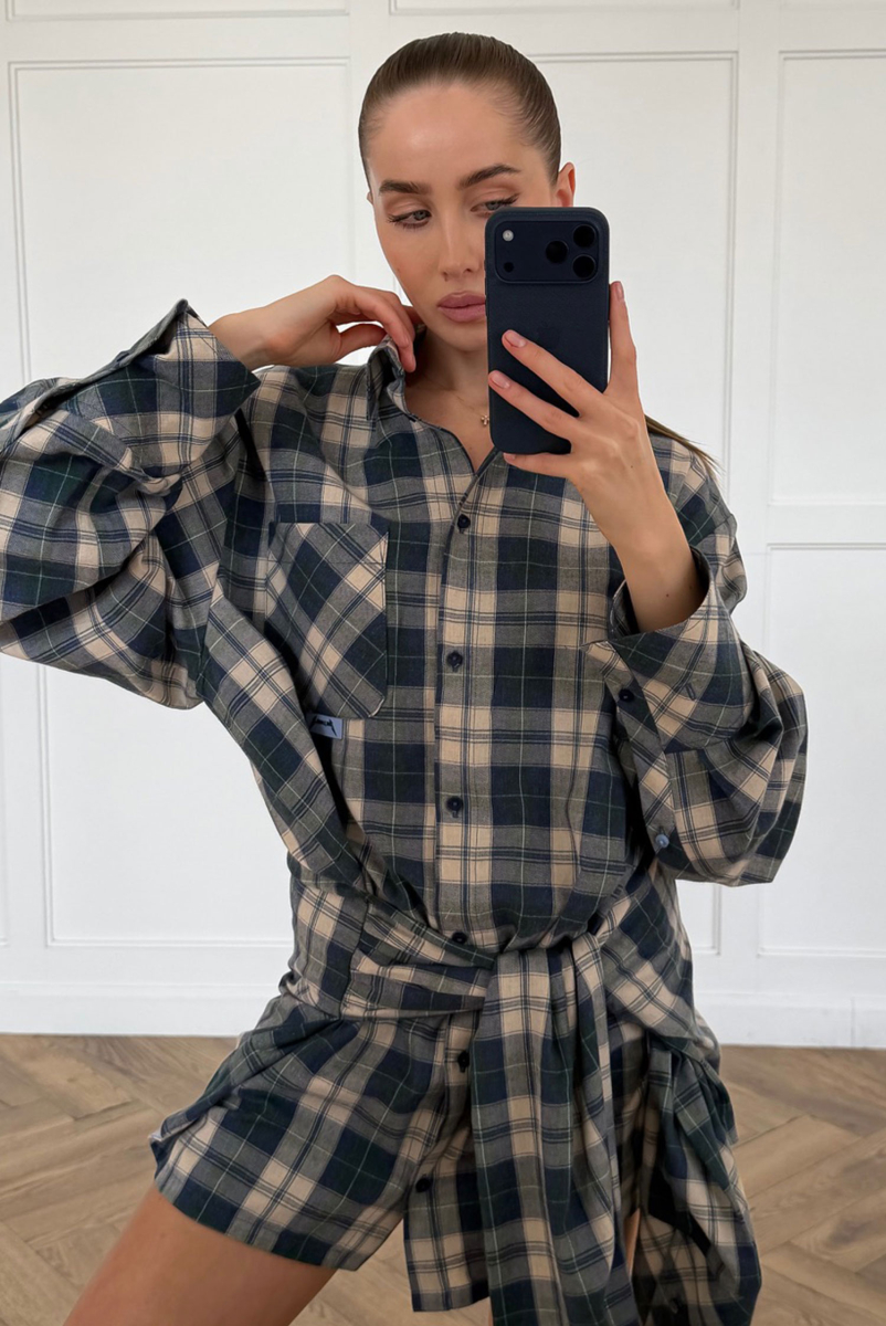 Платье-рубашка в клетку Label .B, цвет: сине-зеленый, Dr.06.4.2735BL/GR купить онлайн