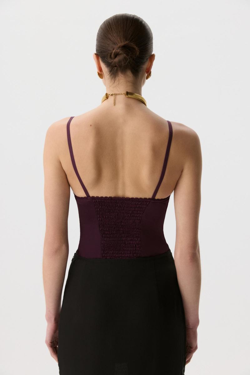 Боди из сатина Charmstore, цвет: сливовый, 103-40560-680 купить онлайн