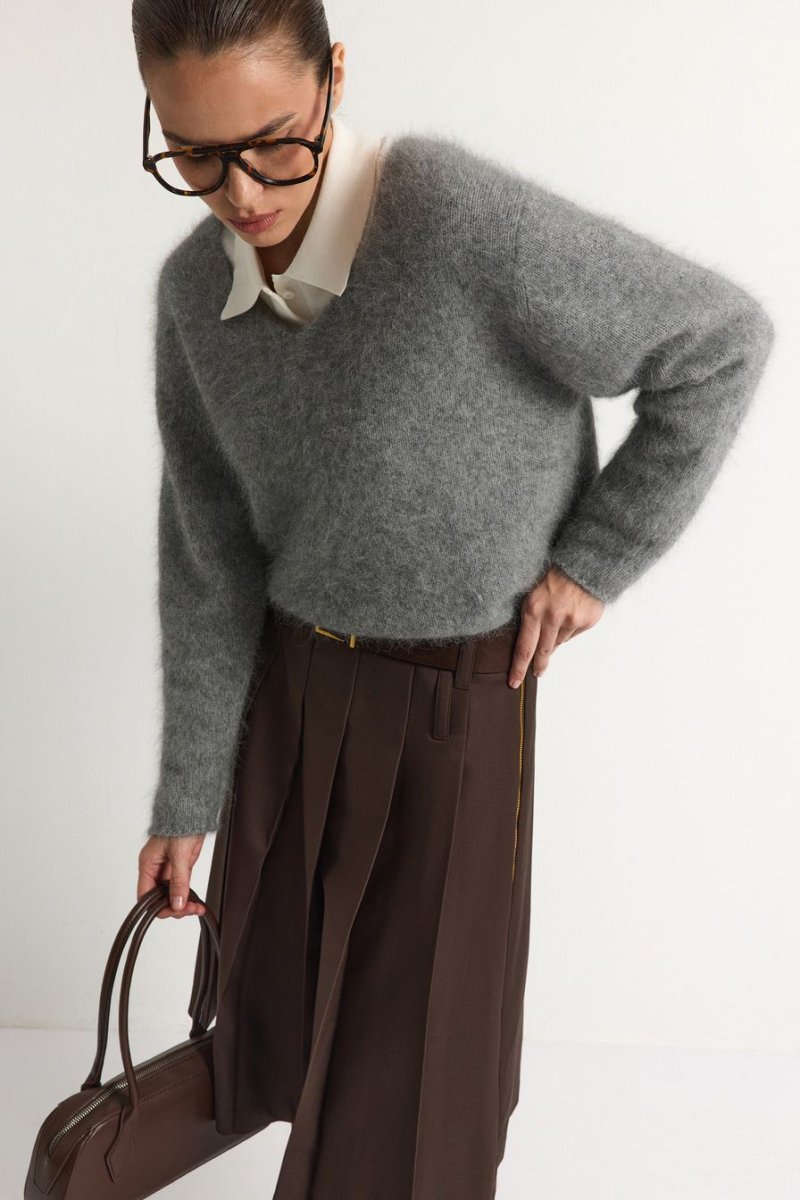 Пуловер из смесовой ангорской шерсти TOPTOP, цвет: серый, TTS.050.18231.800 купить онлайн