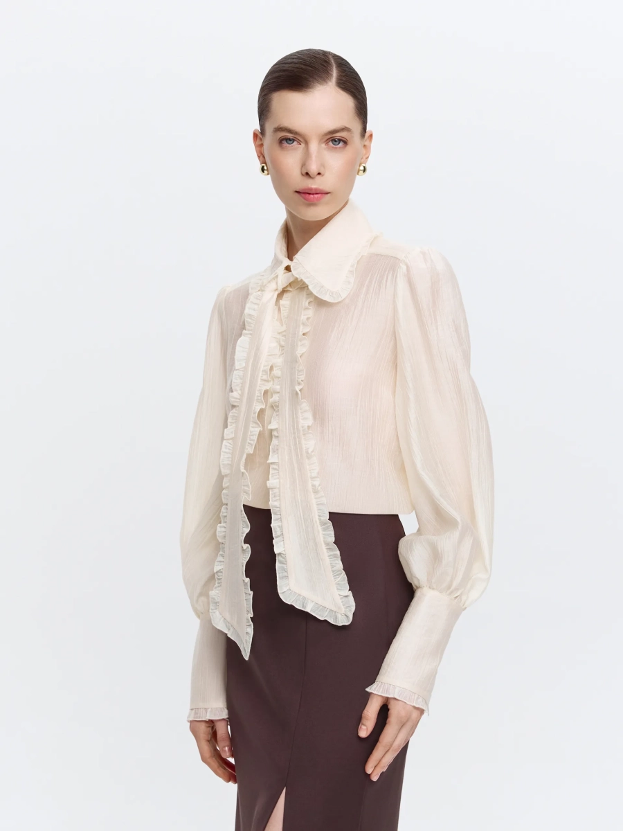 Полупрозрачная блуза ANNA PEKUN, цвет: кремовый,  купить онлайн