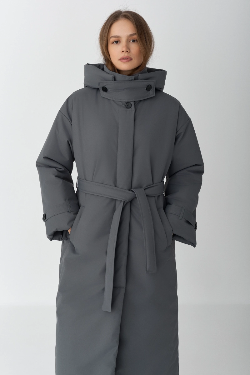 Пальто однобортное утепленное Ricoco, цвет: графитовый, 7012/3 купить онлайн