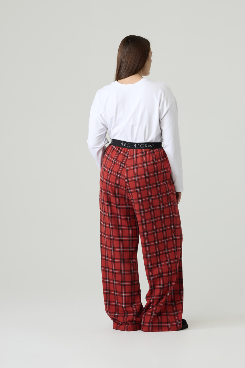 Брюки в клетку удлиненные 4forms, цвет: красный, 00020029 купить онлайн