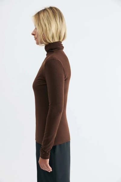 Водолазка базовая с шерстью и кашемиром Daisyknit, цвет: шоколадный,  купить онлайн