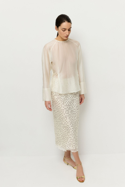 Блуза с завязками из вуали AROUND, цвет: молочный, 212_45TN01 купить онлайн