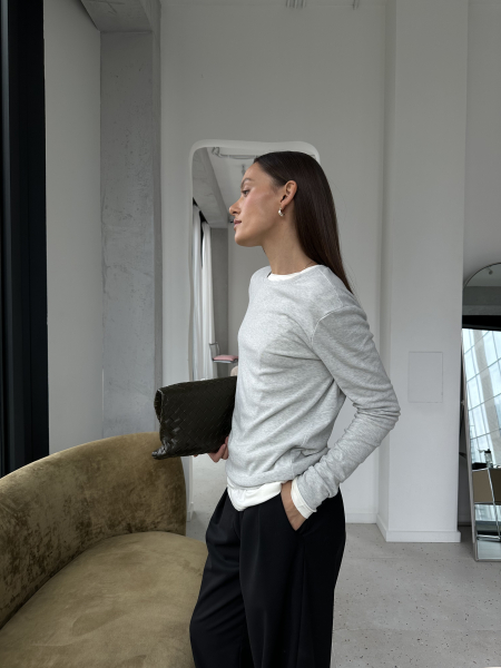 Лонгслив из трикотажа VELVET, цвет: светло-серый меланж, 00-00005189 купить онлайн