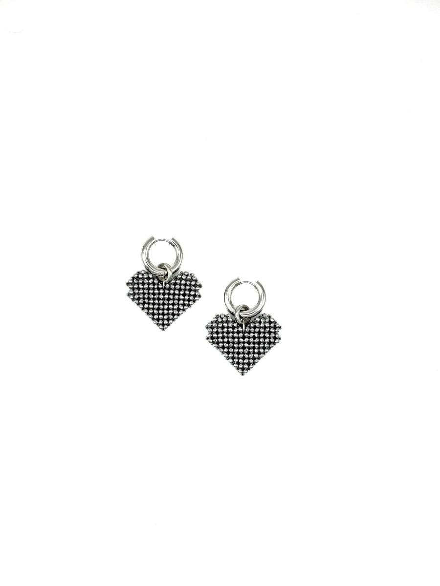 Сережка love классика натур гематит