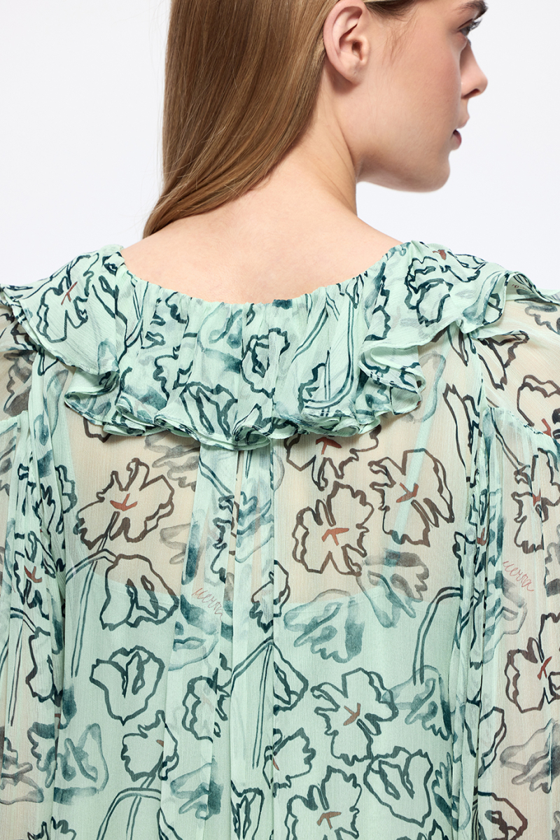 Блузка из шифона с принтом DREAMS BY ALENA AKHMADULLINA, цвет: ментол, 126102050204524/220000 купить онлайн