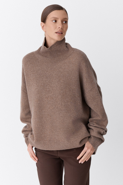 Свитер с шерстью оверсайз Ricoco, цвет: Кофейный, 7014/4 купить онлайн