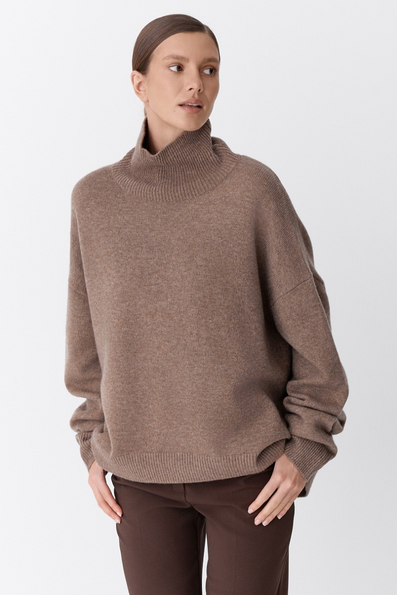 Свитер с шерстью оверсайз Ricoco, цвет: Кофейный, 7014/4 купить онлайн