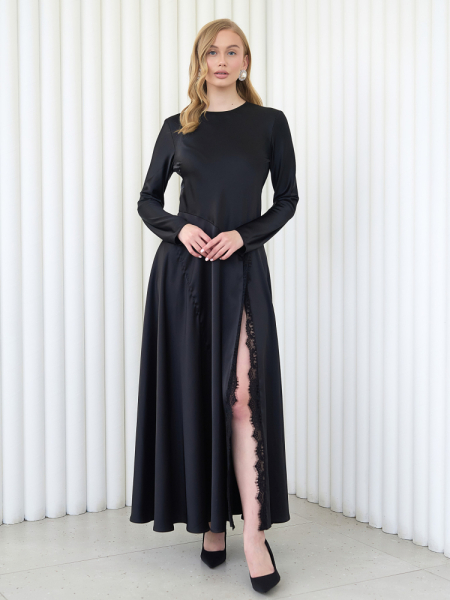 Платье струящееся с рукавом