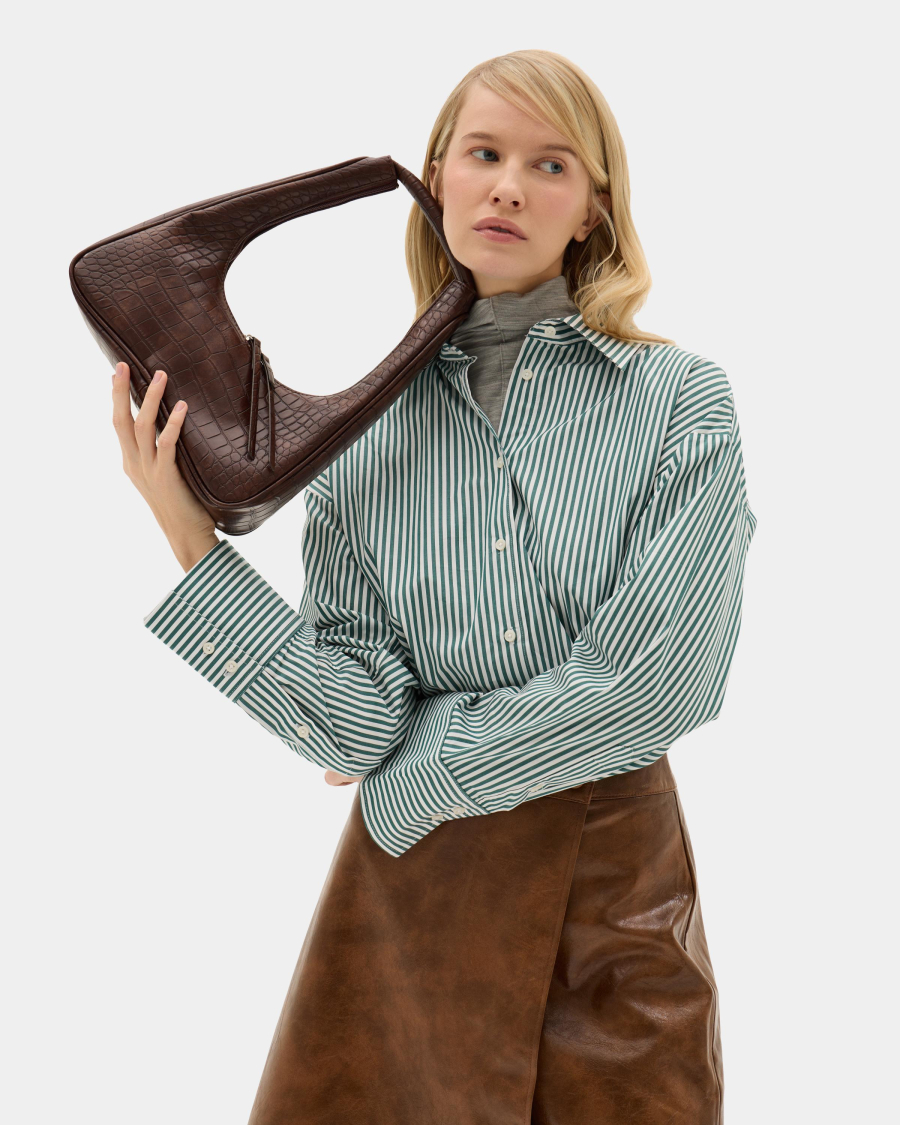 Сумка с фигурным дном Arny Praht, цвет: коричневый крокодил  купить онлайн