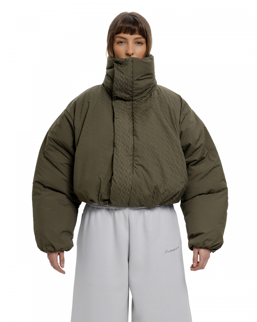 Куртка укороченная с принтом Suborbia, цвет: хаки, 04506 купить онлайн