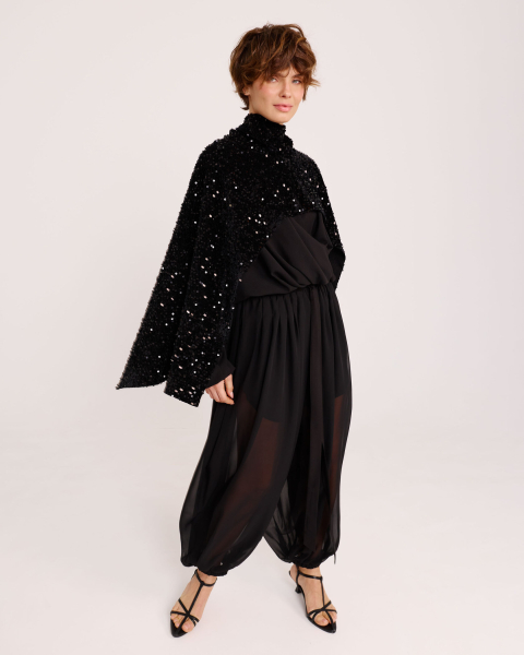 Манишка-кейп из пайеток Anmuse, цвет: Черный, CP25W222-BLC купить онлайн