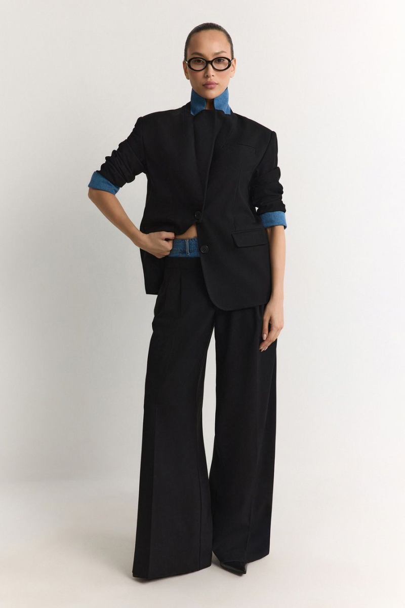 Жакет с вставками из денима TOPTOP, цвет: Черный, TT.060.18807.900 купить онлайн