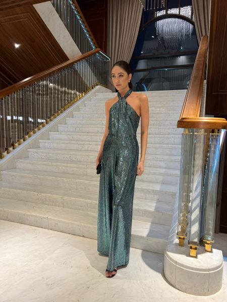 Комбинезон с блестками с завязкой через шею VELVET, цвет: зеленый, 00-00004133 купить онлайн