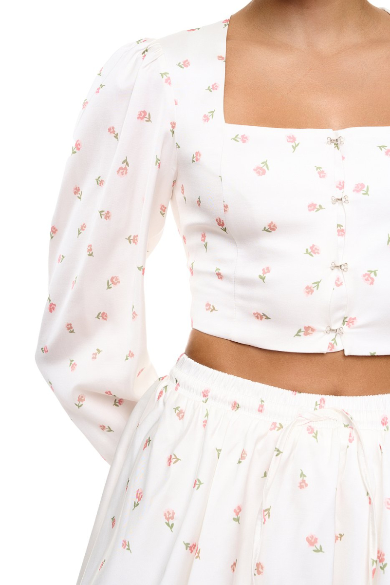 Топ корсетный с объемными рукавами SODAMODA, цвет: белый, 15325 купить онлайн