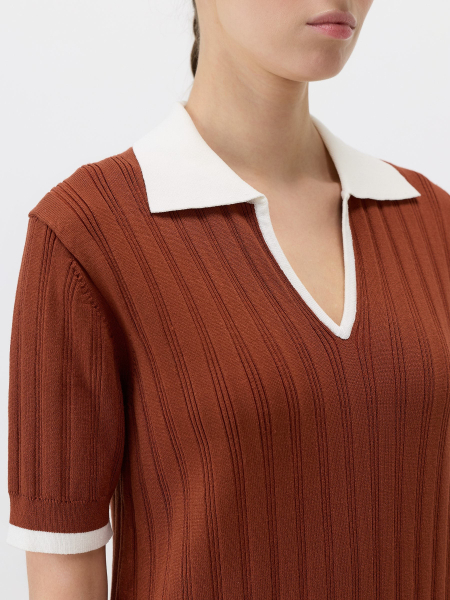 Платье с воротником-поло Conso, цвет: терракотовый/молочный, KDL 260731 - терракотовый/молочный купить онлайн