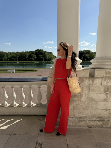 Брюки изо льна прямые VELVET, цвет: красный 00-00004959 |новая коллекция купить онлайн