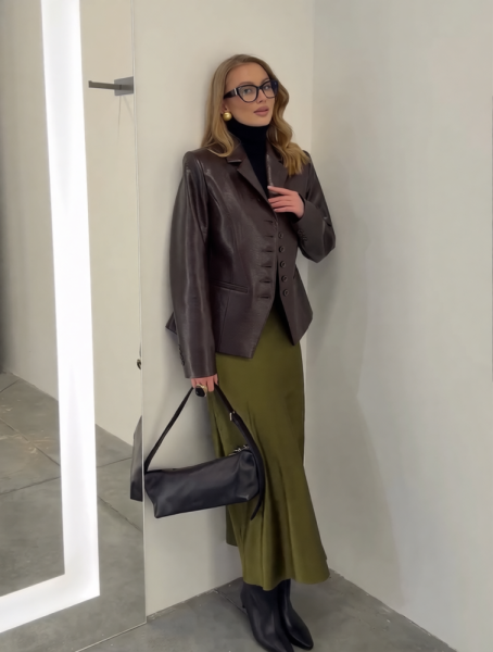 Жакет из экокожи с фактурой крокодила