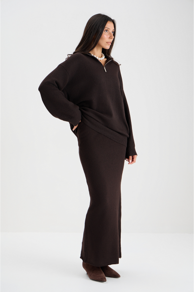 Костюм (джемпер на молнии + юбка) MIA AIM, цвет: шоколадный, MIA697 купить онлайн