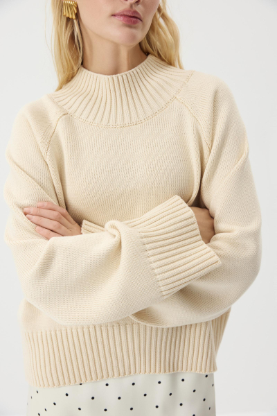 Свитер с широкой стойкой из хлопка Charmstore, цвет: Сливочный, 303-41486-121 купить онлайн