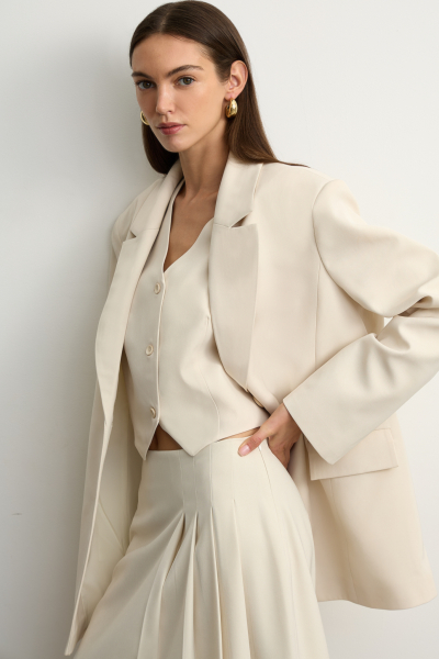 Юбка мини со складками из костюмной ткани Mollis, цвет: молочный, 16-08-3437/1 купить онлайн