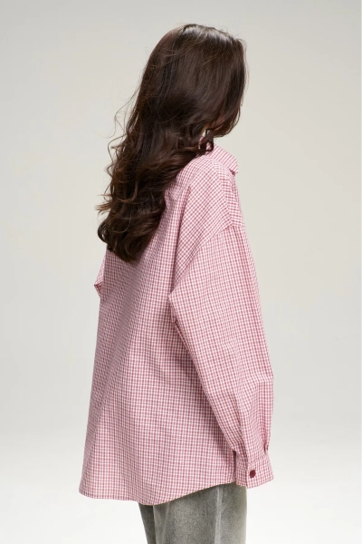 Рубашка в клетку с карманом Oversize Red Erist store, цвет: красный, НФ-00003085 купить онлайн